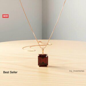 14k Solid Rose Gold Necklace with 7.0 Carat Garnet Pendant Elegant